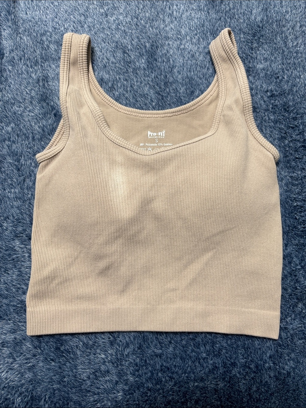 Pro-Fit Seamless Ribbed Tank Crop Top - Neutral Beige